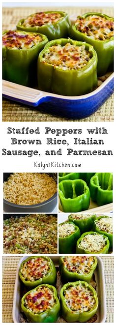 stuffed peppers with brown rice, italian sausage and parmesan