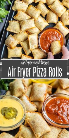 air fryer pizza rolls with dipping sauce