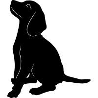 a black and white silhouette of a dog