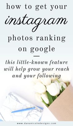 an instagram ad with tulips in a box and the text how to get your instagram photos rank on google