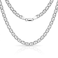 Accent your outfit with the bold tone of this Italian chain necklace. The pave curb design projects a strong masculine image, while the sterling silver metal ensures a handsome look and durability. The sturdy lobster-claw clasp offers easy operation and security for peace of mind. Italian Chain, Hot Jewelry, White Necklace, Sterling Silver Mens, Lariat Necklace, Silver Man, Natural Pearls, Men Necklace, Online Jewelry