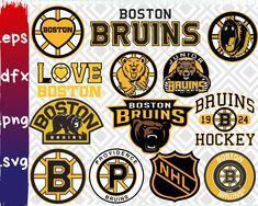 the boston and boston hockey team logos are shown in this graphic file, as well as other