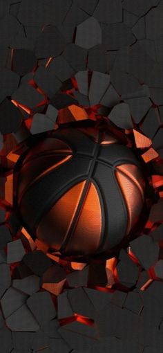 an image of a basketball ball breaking through the wall