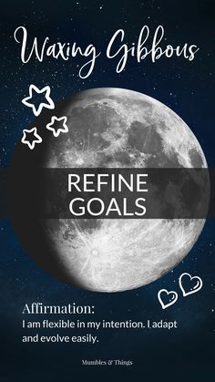 a poster with the words refining goals written on it and stars in the night sky