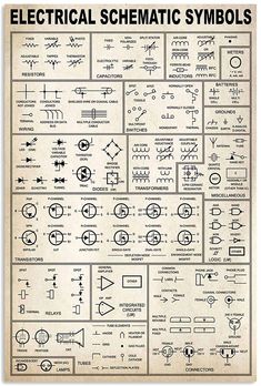 an old electrical schematic symbols poster with the words electrical schematic symbols on it