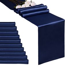 PRICES MAY VARY. 🐳【Product Information】 You can get a set comes with 10 pieces 100% polyester satin table runners, large quantity to meet your different needs; Navy Blue is more luxurious, classic and gracious, ideal for weddings and parties. 🐳【Size】 12" x 108", appropriate for a table that can seat 8-10 people. Large enough to fit the rectangle and round tables. Use more than table décor. This practical satin table runner can be used for chair cover sashes or ornaments as well. 🐳【High-qualit Satin Table Runner, Table Runner For Wedding, Long Table Runner, Table Flag, Decoration Birthday, Linen Table Runner, Blue Satin, Party Table, Silk Ribbon