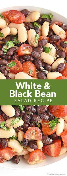 white and black bean salad recipe in a bowl