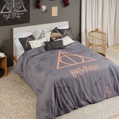 a harry potter themed bed in a bedroom