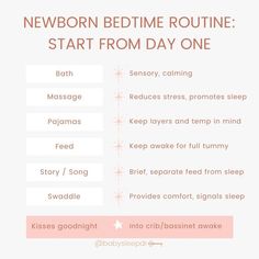 a bedtime routine with instructions to start from day one