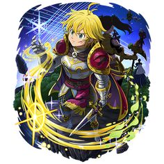 an anime character with blonde hair and armor