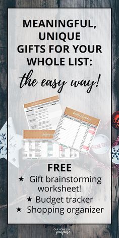 the free printable christmas gift list is on display in front of a wooden background