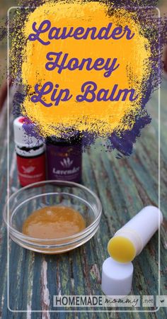 Homemade Lavender Honey Lip Balm Recipe - Make it vegan by subbing the honey with agave syrup and the beeswax with carnauba wax. Coconut Oil Lip Balm, Honey Lip Balm, Lavender Honey