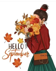 Autumn Illustrations, September Images, Good Morning Inspiration, Hello September, Autumn Illustration, Girly Wall Art, Calendar Girls, Morning Inspiration, Girly Art Illustrations