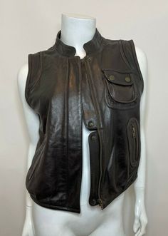 See By Chloe Brown Leather Moto Style Vest Size 6 #SeeByChloe #Vest Chloe Lamb, Leather Vest Outfit, Moto Vest, Chloe Brown, Style Vest, Moto Style, Thrift Fashion, Leather Moto, Leather Vest