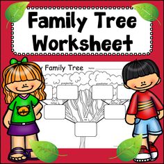 a family tree worksheet with two children