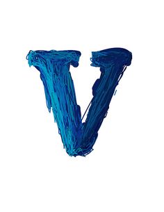 the letter v is made up of blue paint