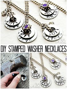 the instructions for how to make stamped washer necklaces