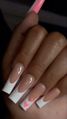 𝘧𝘰𝘭𝘭𝘰𝘸 𝘧𝘰𝘳 𝘮𝘰𝘳𝘦 𝘤𝘶𝘵𝘦 𝘱𝘪𝘯𝘴 ☁️ White Nails French Tip, White Nails French, Acrylic Nails French Tip, Acrylic Nails French, Pink White Nails, Nails French Tip, Acrylic Nail Set