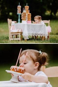 Donut One Year Old Photoshoot, Donut Baby Photoshoot, Donut First Birthday Photoshoot, Smash Cake Alternative, Donut Smash Cake, Outdoor Cake Smash, Messy Food, 2nd Birthday Photos