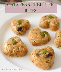 oats peanut butter bites on a white plate