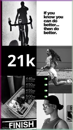 a poster with the words 21k on it and pictures of people riding bikes in different directions