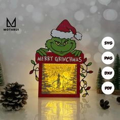 the grinch christmas card is lit up and ready to be put into the box