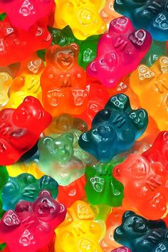 there are many gummy bears all different colors