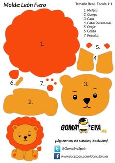 the instructions for how to make a lion paper toy with pictures and numbers on it