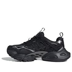 Black Sneakers With Vented Sides For Light Sports, Urban Black Sneakers With Vented Sides, Black Athleisure Sneakers With Vented Sides, Low-top Techwear Sneakers For Sports, Techwear Low-top Sneakers For Sports, Black Sneakers With Vented Sides For Sports, Techwear Sneakers With Boost Midsole For Streetwear, Black Sneakers With Vented Sides For Streetwear, Techwear Sneakers With Boost Midsole For Sports