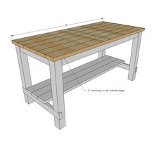 a table with measurements for the top and bottom section, including two shelves on each side