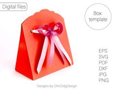 an origami box with a pink ribbon tied around it and the words digital files below