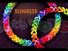 two rainbow bracelets with the words sunrise on them