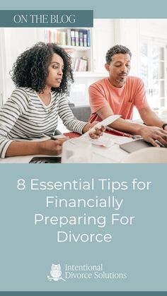 two people sitting at a table with the title 8 essential tips for financial prepping for dvore