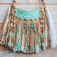 Turquoise Bag, Boho Leather Bags, Bohemian Purse, Boho Chic Bags, Hippie Purse, Leather Fringe Bag, Boho Styl, Mode Hippie, Embellished Bags