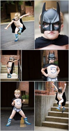 a little boy dressed up as batman for his first birthday, and then he's going to be the bat