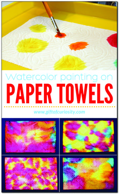 watercolor painting on paper towels is an easy and fun art project for kids to make