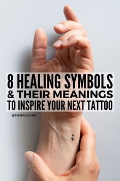 two hands holding each other with the text 8 health symbols and their meanings to inspire your next tattoo