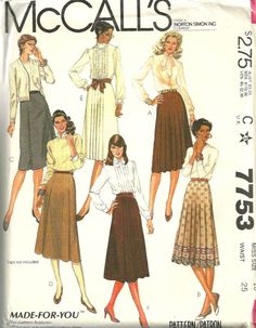 a woman's skirt and blouse pattern from the 1970's