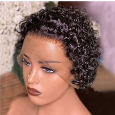 Brand New , 13x1 Transparent Lace Short Curly Wig From My Small Business. I Have 10 Available At A Great Price ! Color: Natural Brown Short Pixie Wigs, Short Curly Pixie, Corte Bob, Bob Lace Front Wigs, Cheap Human Hair, Short Curly Wigs, Curly Human Hair Wig, Pixie Cut Wig, Short Pixie Cut