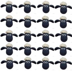 black sheep with white wool and eyes are shown in the same pattern as they appear to be made out of foam