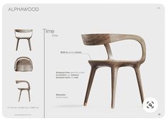 an image of a chair that is made out of wood and has different parts labeled in the description