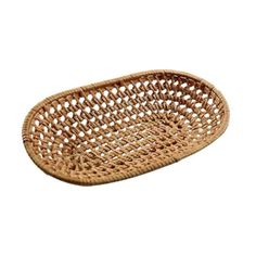 an oval woven basket on a white background