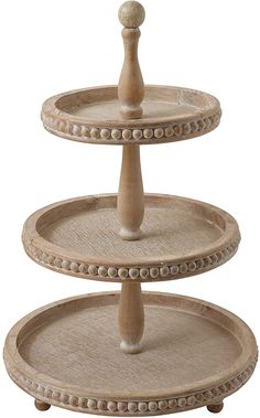 Creative Co-Op Whitewashed Round Decorative Wood Tray Wood Coffee Table Tray, Three Tier Tray, Tiered Tray Stand, Farmhouse Table Decor, Small Indoor Plants, Round Serving Tray, Candle Displays, Whitewash Wood