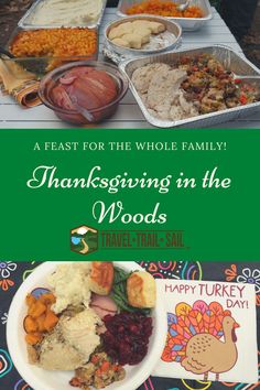 thanksgiving dinner in the woods with turkey and stuffing