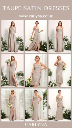 a collage of photos showing the different dresses worn by women in formal dress styles