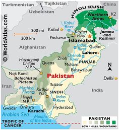 a map of pakistan showing the major cities