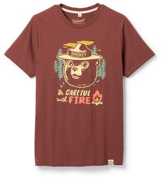 Celebrate your love for the outdoors with The Landmark Project Be Careful With Fire T-shirt  featuring the expert on fire safety himself  Smokey Bear. Smokey Bear, Fire Safety, The Expert, Be Careful, Rei Co-op, On Fire, The Outdoors, Types Of Shirts, Casual Shirts