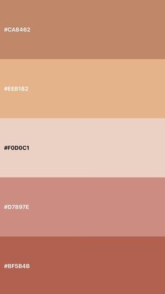 the color palette is shown in shades of brown, pink and beige with text below it