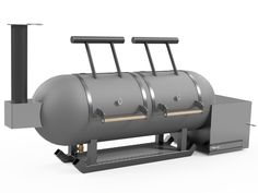 an image of a large smoker with two burners on the front and side