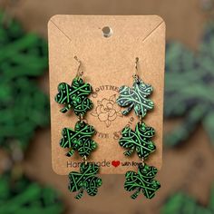 Three leaf clover dangle earring Celtic Knot Earrings, Three Leaf Clover, Knot Earrings, Leaf Clover, Celtic Knot, Clover Leaf, Unique Earrings, Silver Glitter, St Patricks